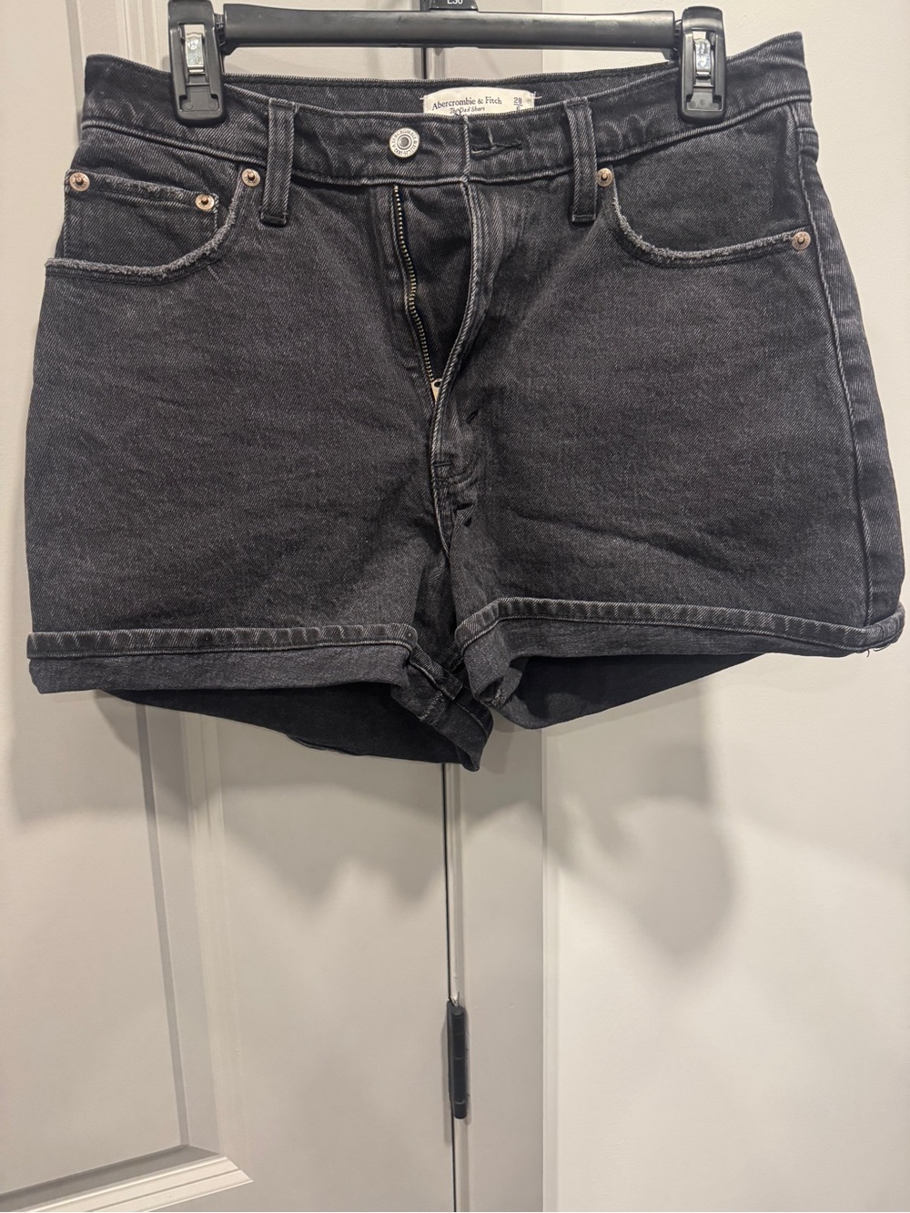 Abercrombie & Fitch Washed Black Denim Shorts